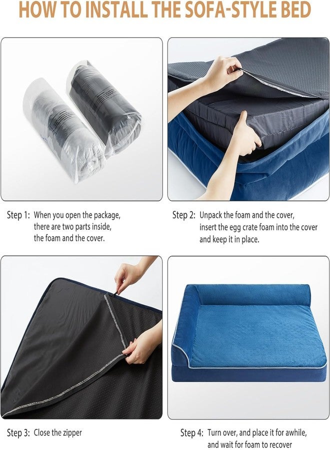gorgeous Dog Beds Memory Foam Orthopadic XXL Bed Waterproof Layer for Labrador, Bulldog, Retriever, Poodle, Large Breed Dogbed 48X29X4 Bed,Blue - Image 2
